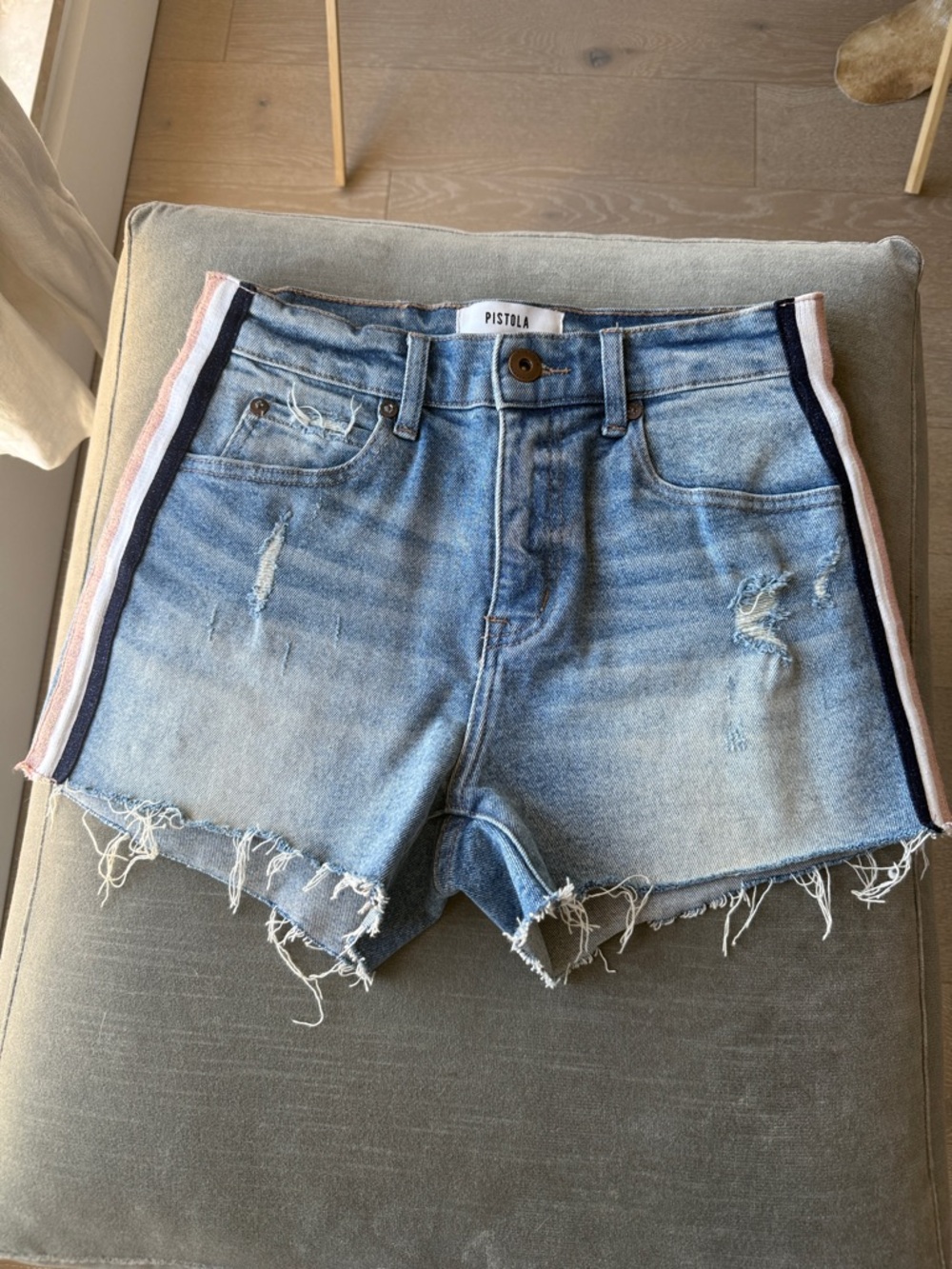 Pistola Los Angeles Denim Women Shorts with Striped Detail.. NEVER WORN